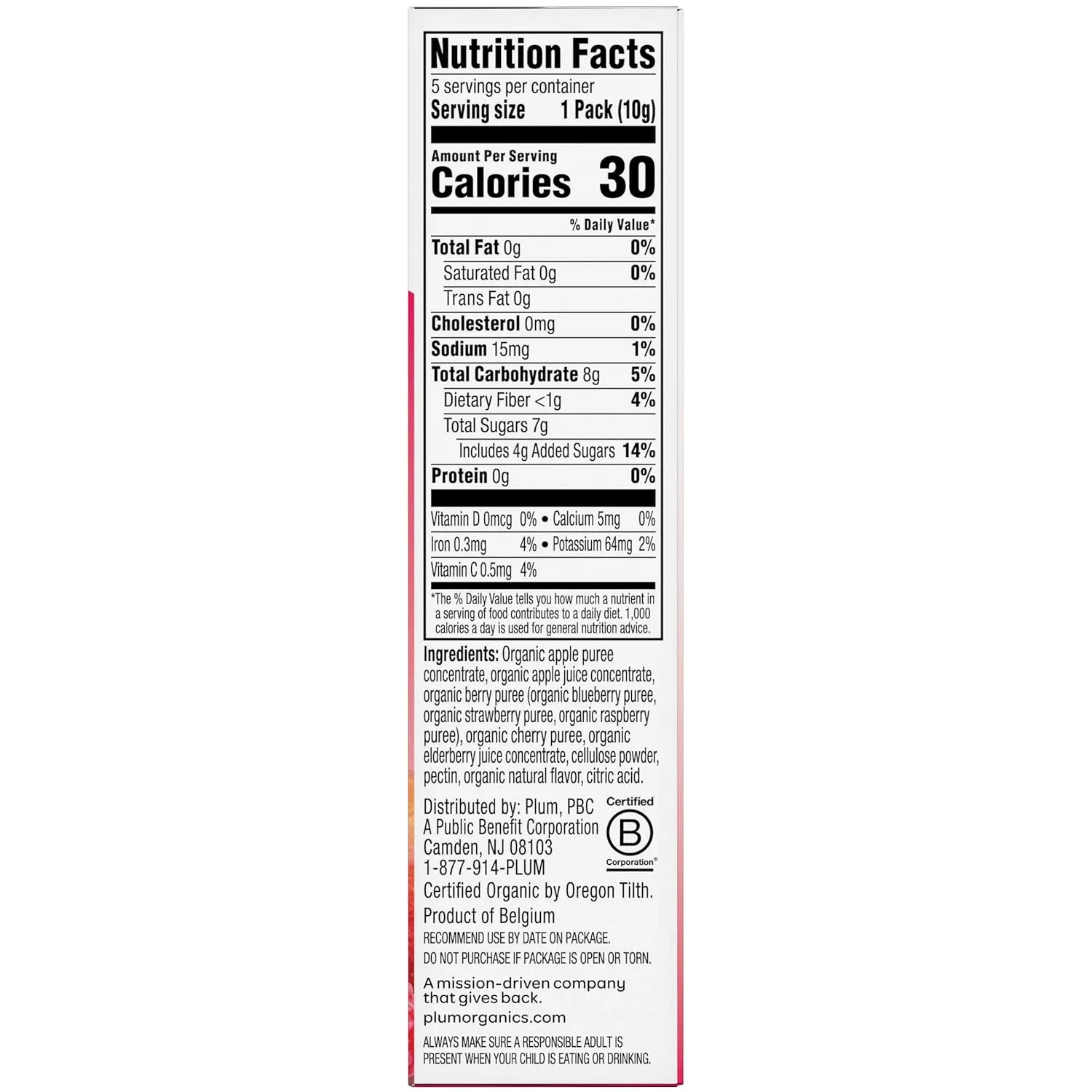 Plum Organics Teensy Snacks Soft Fruit Snacks - Mixed Berry - 5 Count (Pack of 8) - Organic Toddler Food Fruit Snacks