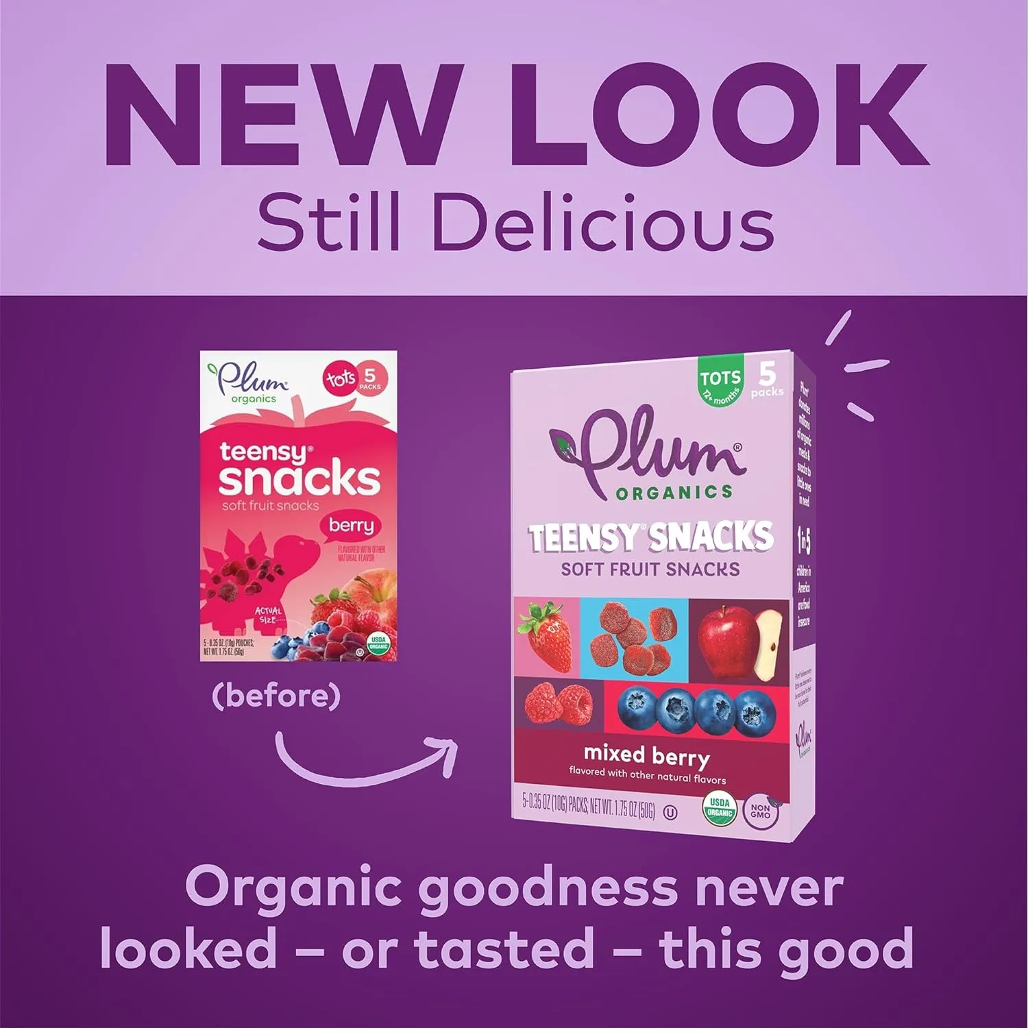 Plum Organics Teensy Snacks Soft Fruit Snacks - Mixed Berry - 5 Count (Pack of 8) - Organic Toddler Food Fruit Snacks