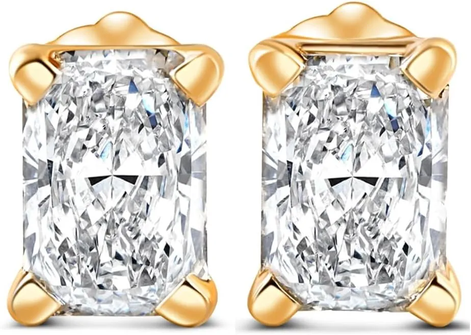 Pompeii 1-4 Carat Radiant Cut Diamond Studs 14k White or Yellow Gold Lab Grown (G,VS2-SI1)