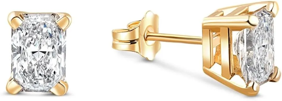 Pompeii 1-4 Carat Radiant Cut Diamond Studs 14k White or Yellow Gold Lab Grown (G,VS2-SI1)