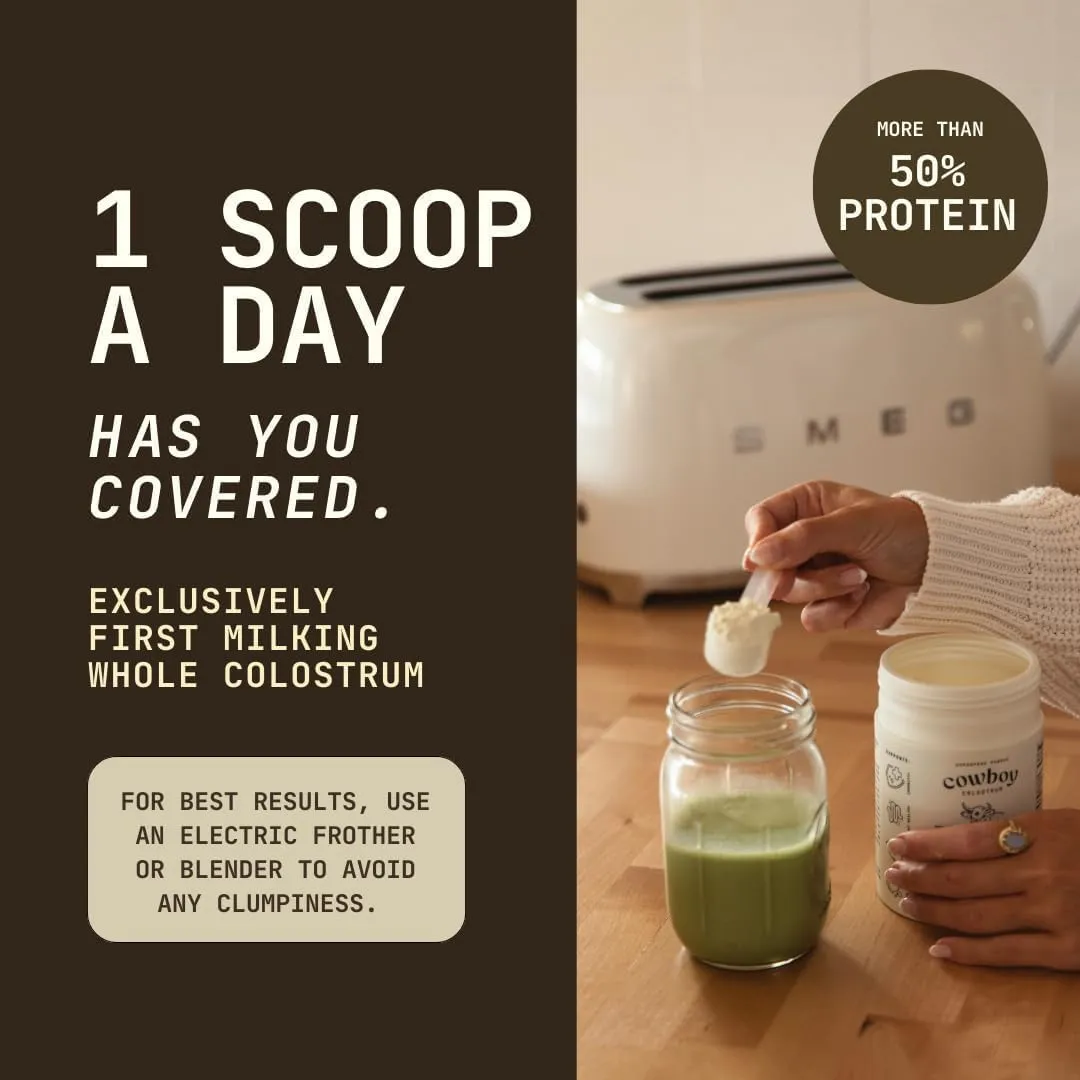 Powder - Bovine Colostrum Powder for Women & Men - First Day Milking Whole Colostrum - Grass Fed Colostrum Supplement for Gut Health, Immunity, Skin & Hair (Chocolate, 40 Servings)