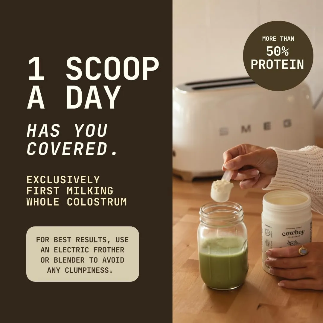 Powder - Bovine Colostrum Powder for Women & Men - First Day Milking Whole Colostrum - Grass Fed Colostrum Supplement for Gut Health, Immunity, Skin & Hair (Unflavored, 40 Servings)
