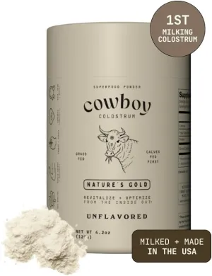 Powder - Bovine Colostrum Powder for Women & Men - First Day Milking Whole Colostrum - Grass Fed Colostrum Supplement for Gut Health, Immunity, Skin & Hair (Unflavored, 40 Servings)