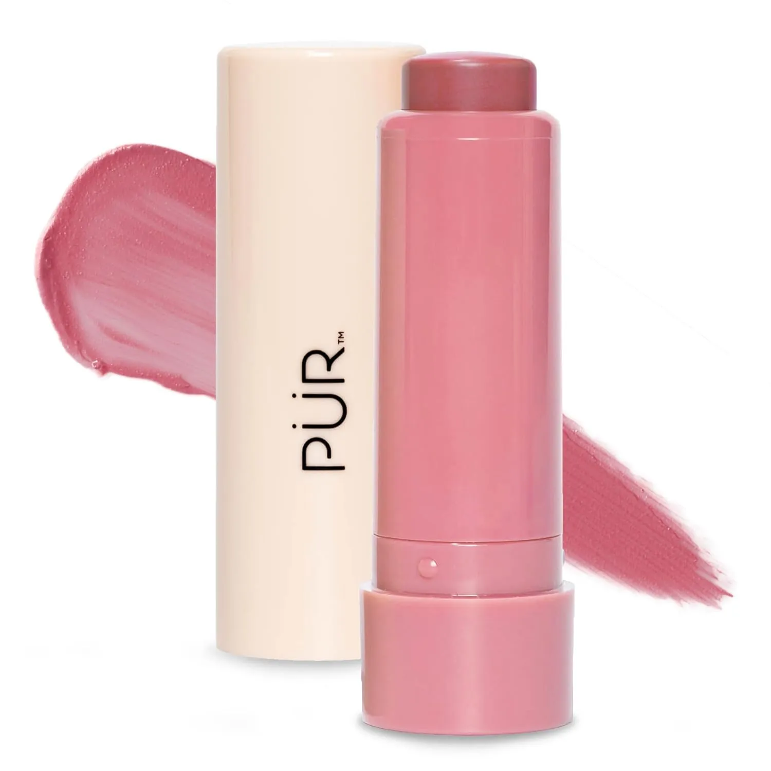 PÜR Silky Tint Creamy Multitasking Blush Stick with Peptides, Sparkling Rose - Blush Stick with Natural, Healthy-Looking Glow & Ultra-Creamy Finish - Professional Makeup