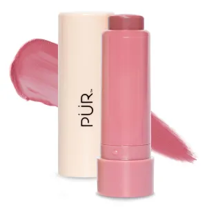 PÜR Silky Tint Creamy Multitasking Blush Stick with Peptides, Sparkling Rose - Blush Stick with Natural, Healthy-Looking Glow & Ultra-Creamy Finish - Professional Makeup