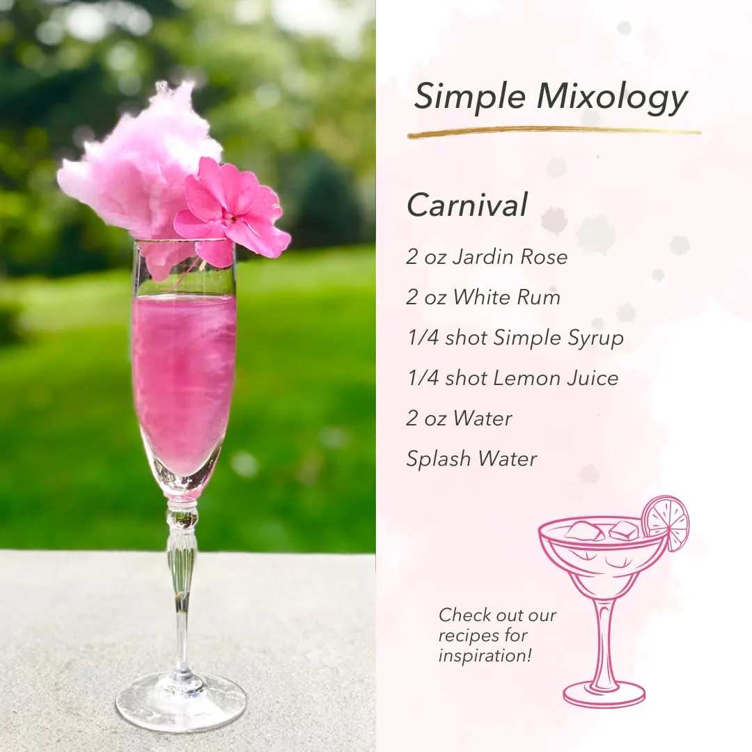 PREMIUM Rose Keto Mocktail Drink Mix, Alcohol Free, Skinny, Sugar Free Cocktail Mixers - Rose Water for Mocktails - Aromatic and Floral, Drink Glitter - (25.4 Fl Oz)