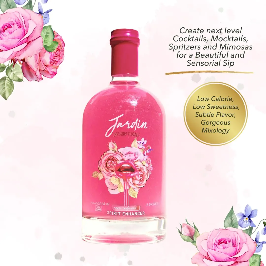 PREMIUM Rose Keto Mocktail Drink Mix, Alcohol Free, Skinny, Sugar Free Cocktail Mixers - Rose Water for Mocktails - Aromatic and Floral, Drink Glitter - (25.4 Fl Oz)