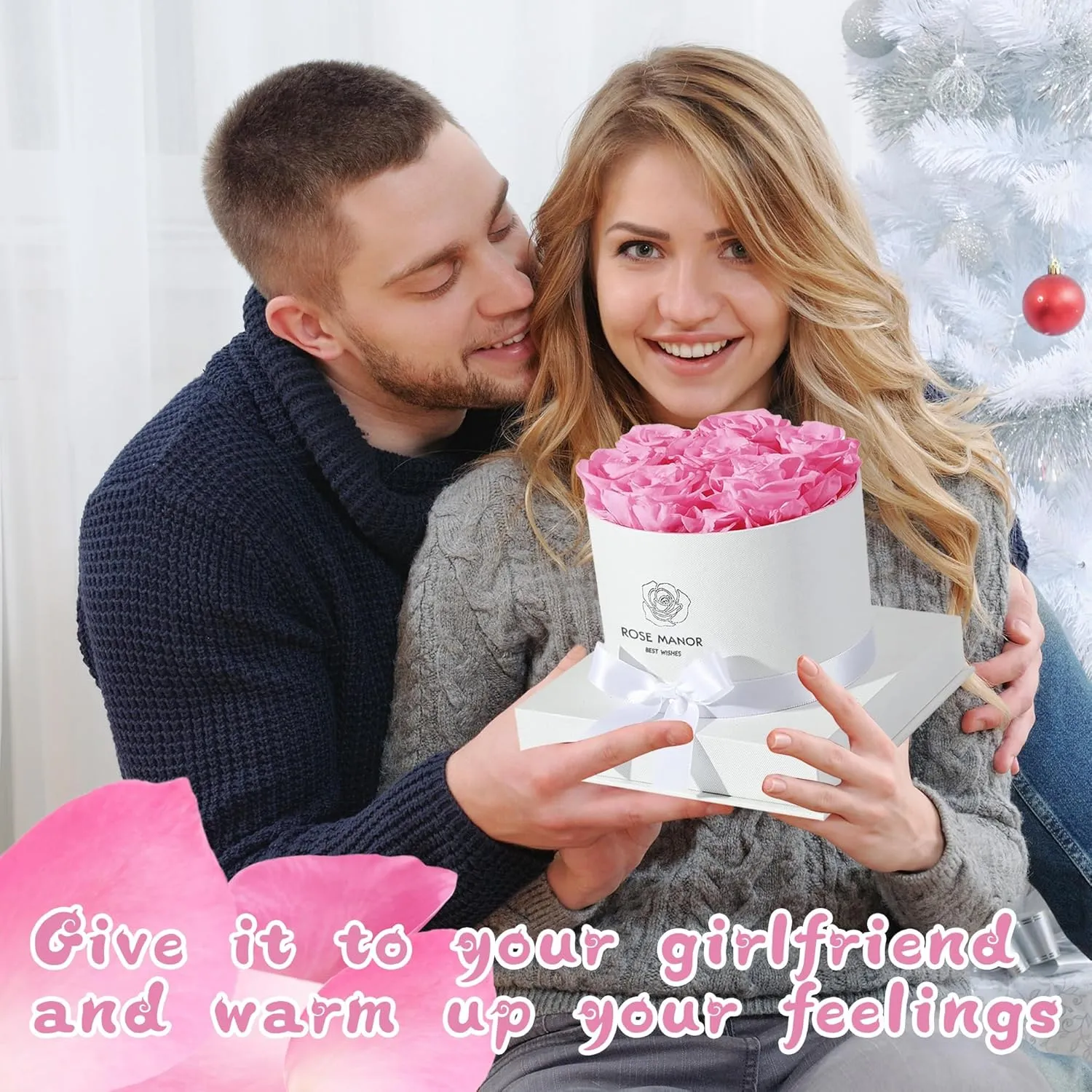 Preserved Roses in A Box, 7-Piece Forever Flowers Roses Eternas, That Last Up to 5 Years, A Long Lasting Rose Gift for Her, Mom, Wife, Mother's Day, Valentine's Day, Christmas, Birthday