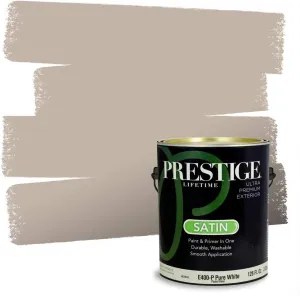 PRESTIGE Paints Exterior Paint and Primer In One, 1-Gallon, Satin, Comparable Match of Sherwin Williams* Diverse Beige*