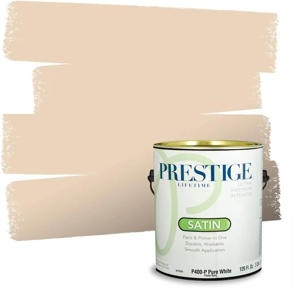PRESTIGE Paints Interior Paint and Primer In One, 1-Gallon, Satin, Comparable Match of Benjamin Moore* Sheraton Beige*