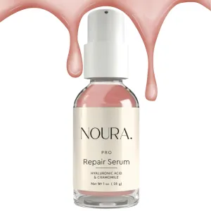 Pro-Repair Serum by Noura Cosmetics - Rose Scented - Ultimate Skin Repair & Hydration - Reduces Fine Lines, Wrinkles – Boosts Firmness, Elasticity for Glowing Skin (Hyaluronic Acid & Chamomile), 1oz
