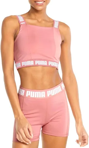 PUMA Womens Strong Scoop Neck Crop Training Casual Moisture Wicking - Pink - Size S