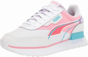 Puma Future Rider Sneaker, White-Nimbus Cloud-Paradise Pink, 6 US Unisex Big Kid