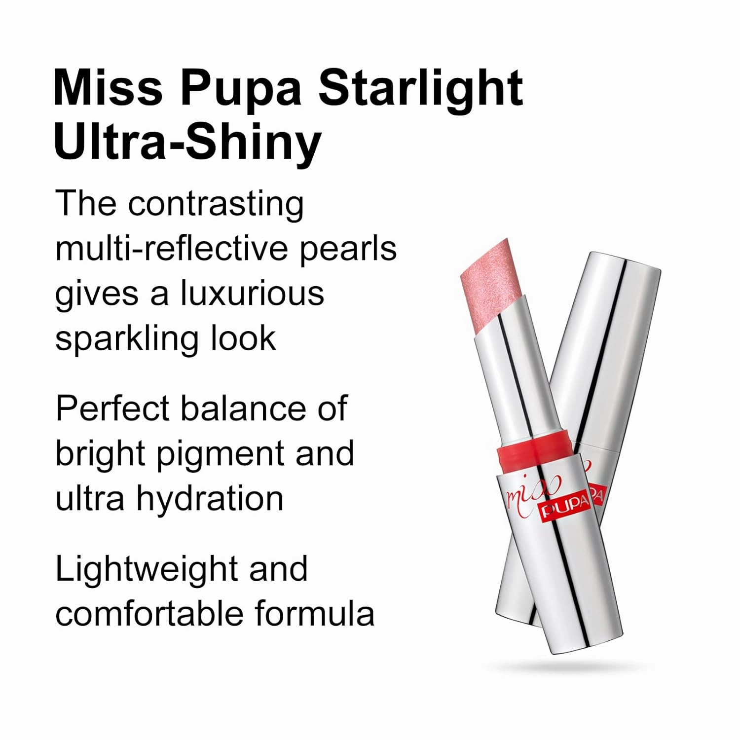 Pupa Milano Miss Milano Starlight Ultra-Shiny Lipstick - Semi-Transparent Color And Micro Pearls - Balmy Texture -Radiance - Blends Gently On Lips - 700 Charming Charlotte - 0.88 Oz
