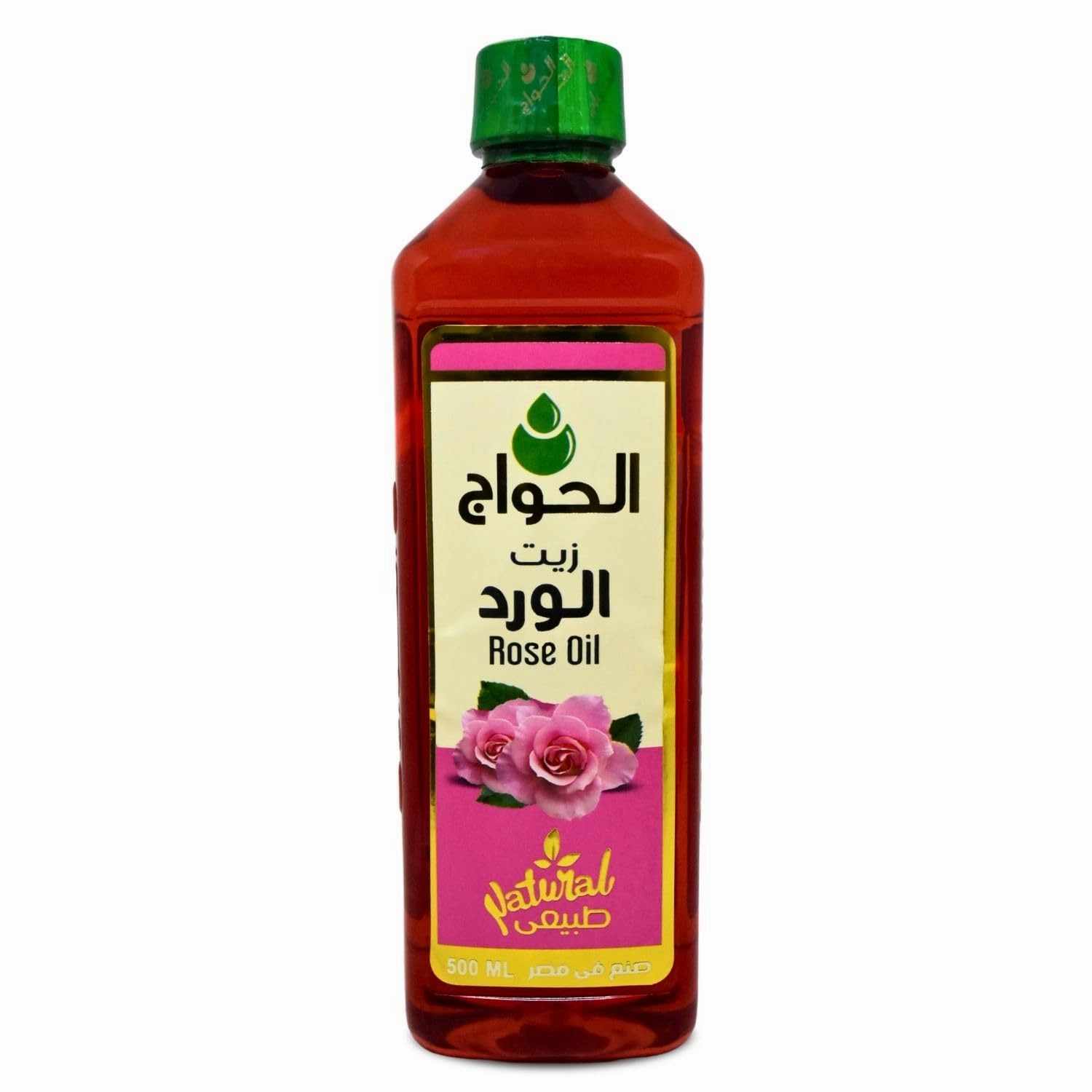 Pure & Natural Rose Oil Cold Pressed Al Hawaj Elhawag El Hawag Original for Body And Hair (1 Pack = 16.9 oz / 500 ml) زيت الورد