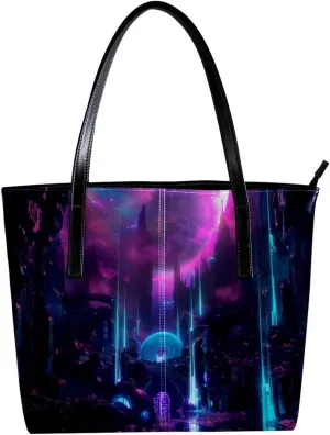 Purses for Women,Tote Bag Aesthetic,Women's Tote Handbags,Fantastic Natural Purple Aurora