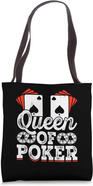 Queen of Poker Vintage Style Bold Red and Black Tote Bag