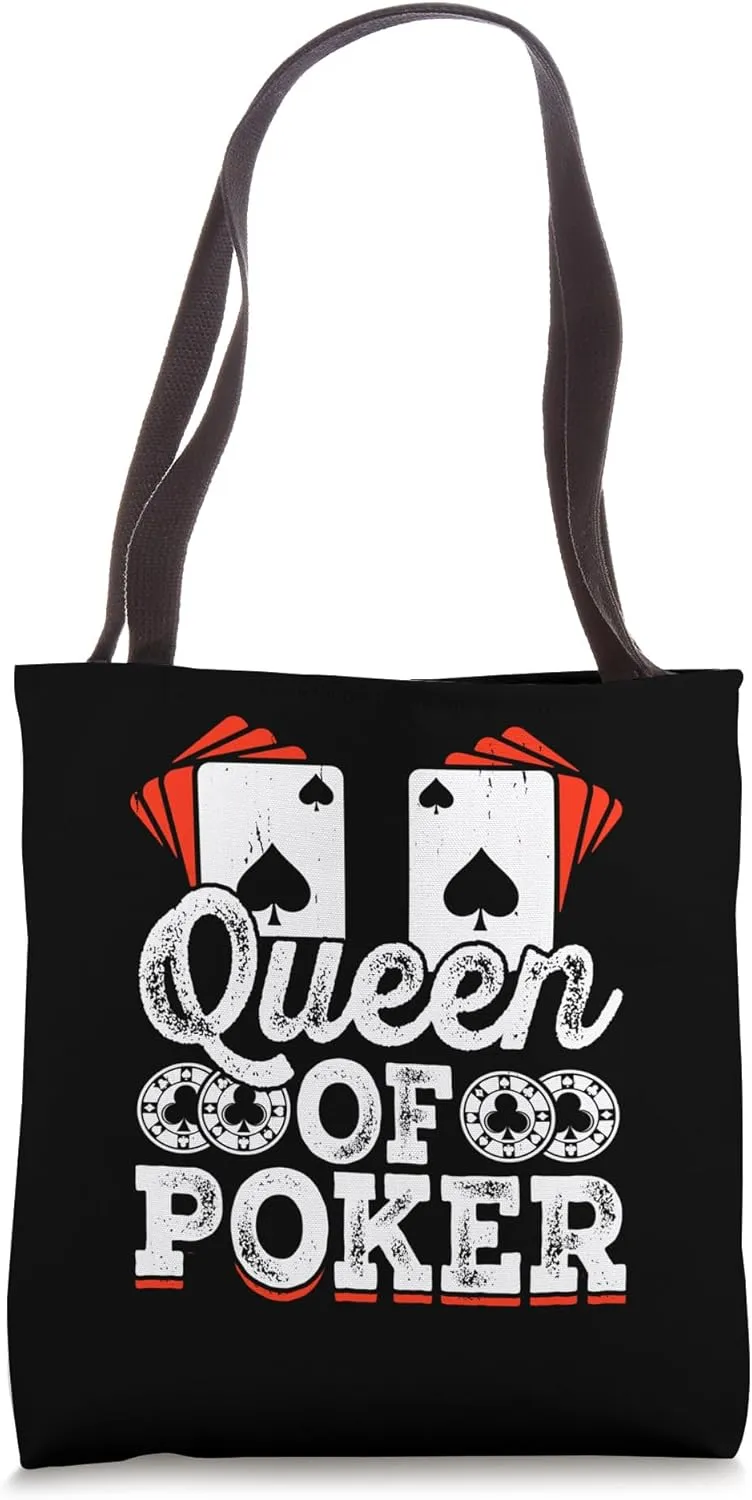 Queen of Poker Vintage Style Bold Red and Black Tote Bag