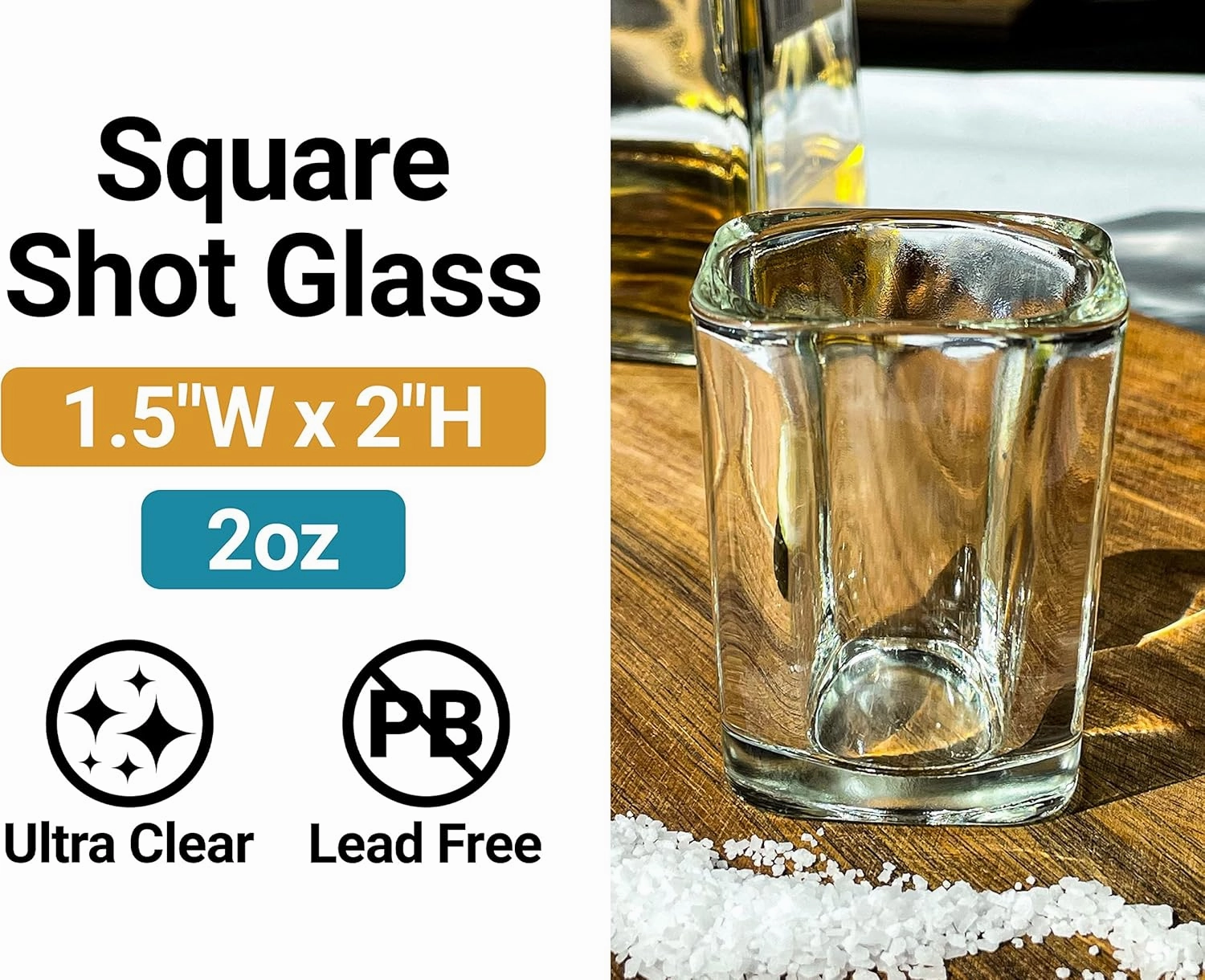 R and R Imports Santa Pola Spain Mementos Souvenir 2 Ounce Shot Glass Square Blue Base 4-Pack