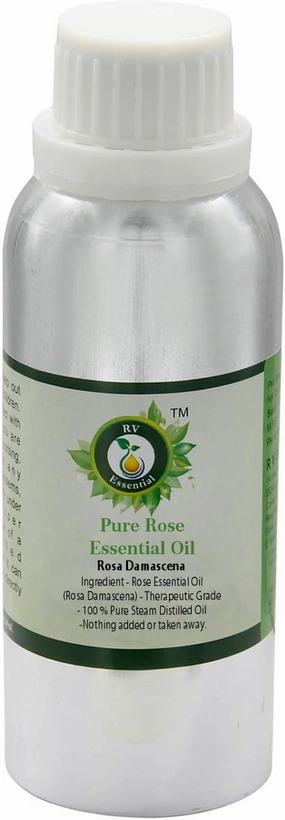 R V Essential Pure Rose Essential Oil 1250ml (42oz)- Rosa Damascena (100% Pure and Natural Steam Distilled)