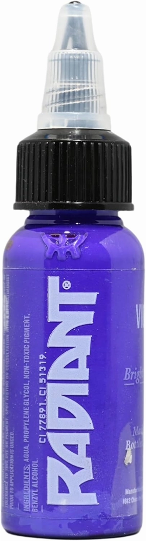 Radiant Colors - Tattoo Violet Color Tattooing and Shading Real Human Skin 1oz Bottle