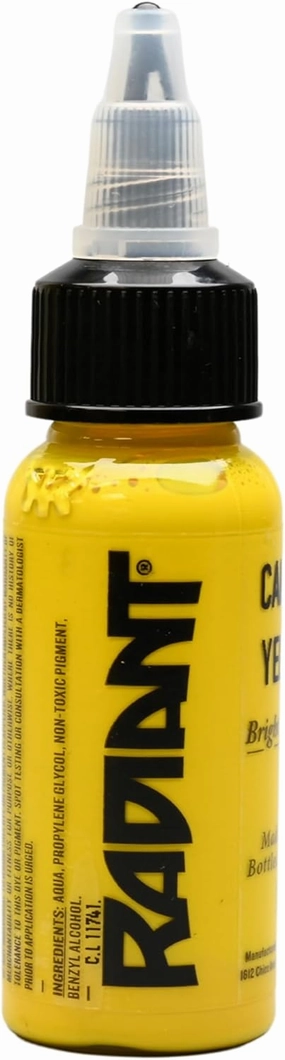 Radiant Colors Canary Yellow Tattoo Ink 1oz Bold Pigment Professional Quality Smooth Flow Long Lasting Formula