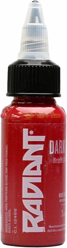 Radiant Colors Dark Red Tattoo Ink 1oz Bold Pigment Professional Quality Smooth Flow Long Lasting Formula