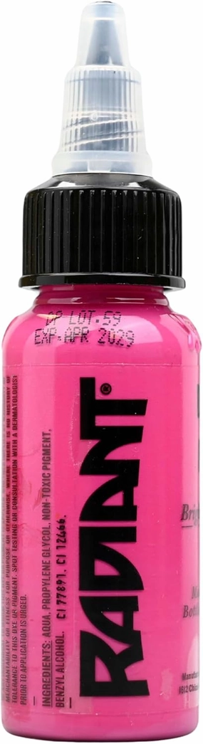 Radiant Colors Deep Pink Tattoo Ink 1oz Bold Pigment Professional Quality Smooth Flow Long Lasting Formula