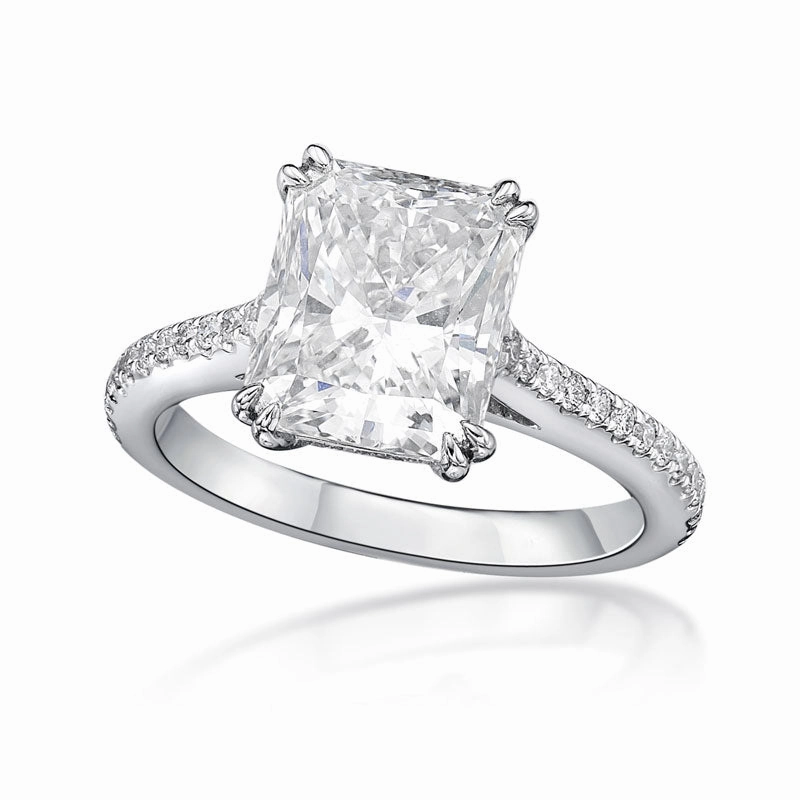 Radiant Cut Diamond With French Claws and Signature Band