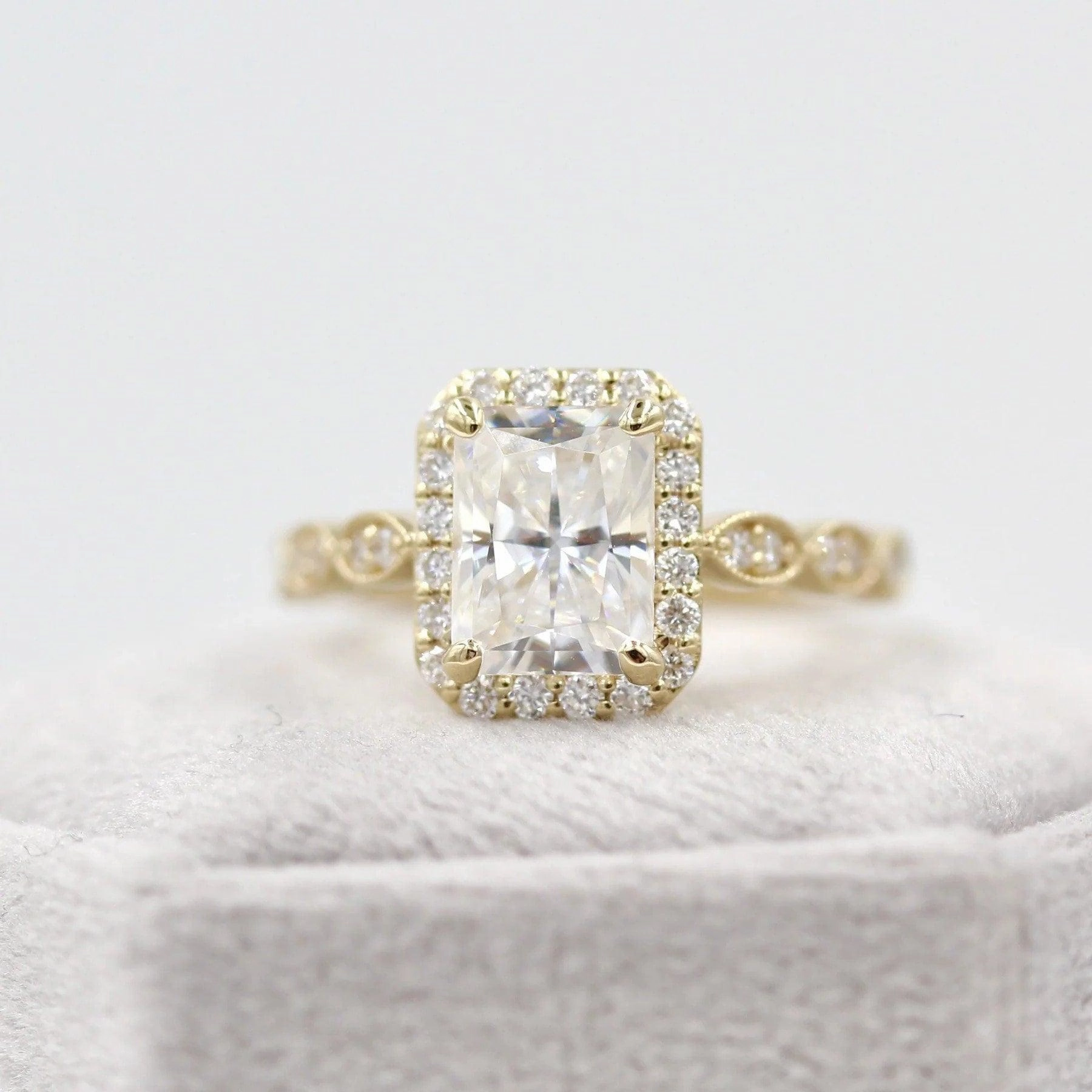 Radiant Cut Engagement Ring, 18K Gold ring Silver ring, Diamond Simulant ring Promise Ring, Stacking ring Solitaire Ring Gift for her halo