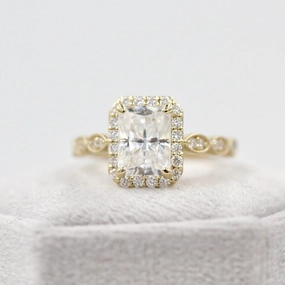 Radiant Cut Engagement Ring, 18K Gold ring Silver ring, Diamond Simulant ring Promise Ring, Stacking ring Solitaire Ring Gift for her halo