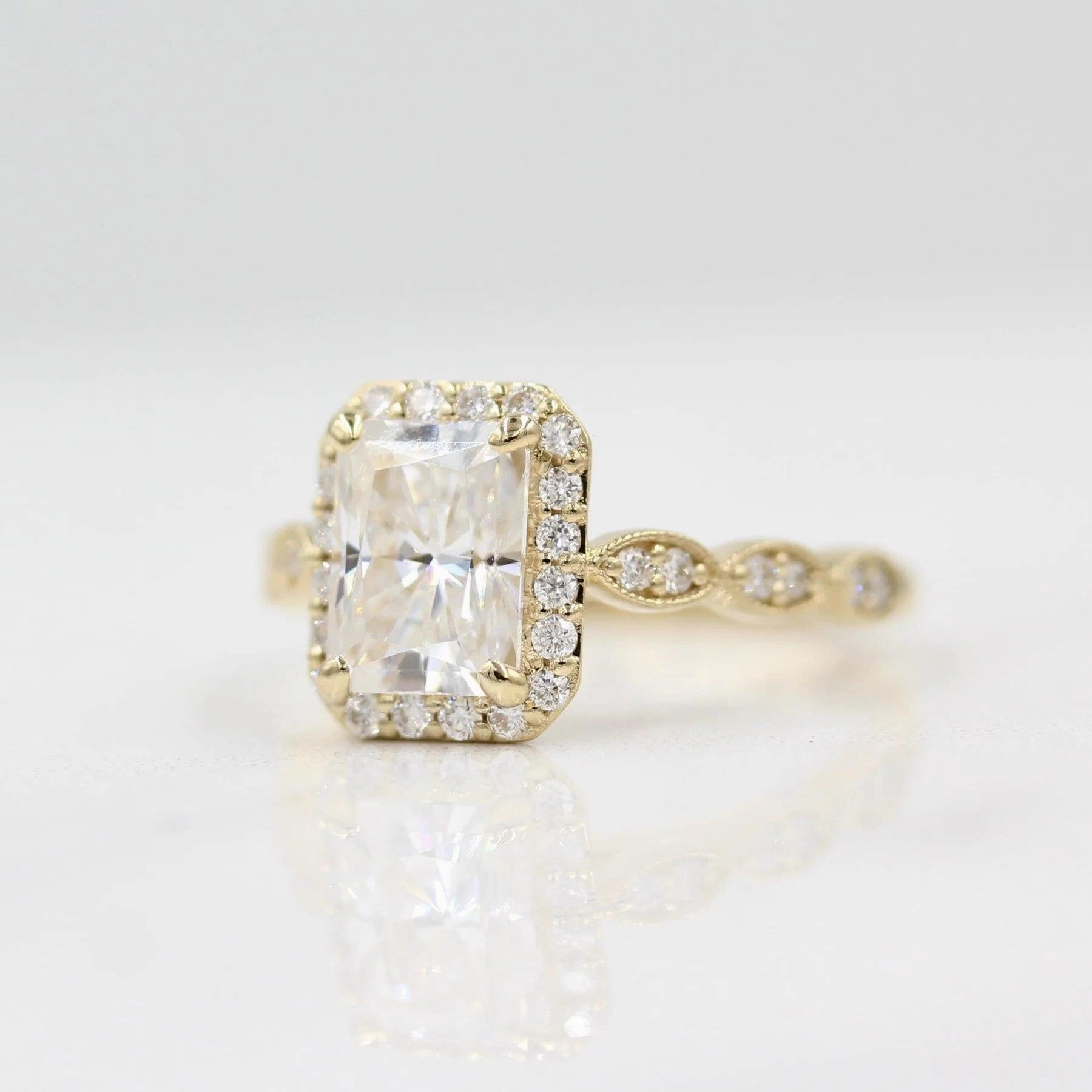 Radiant Cut Engagement Ring, 18K Gold ring Silver ring, Diamond Simulant ring Promise Ring, Stacking ring Solitaire Ring Gift for her halo