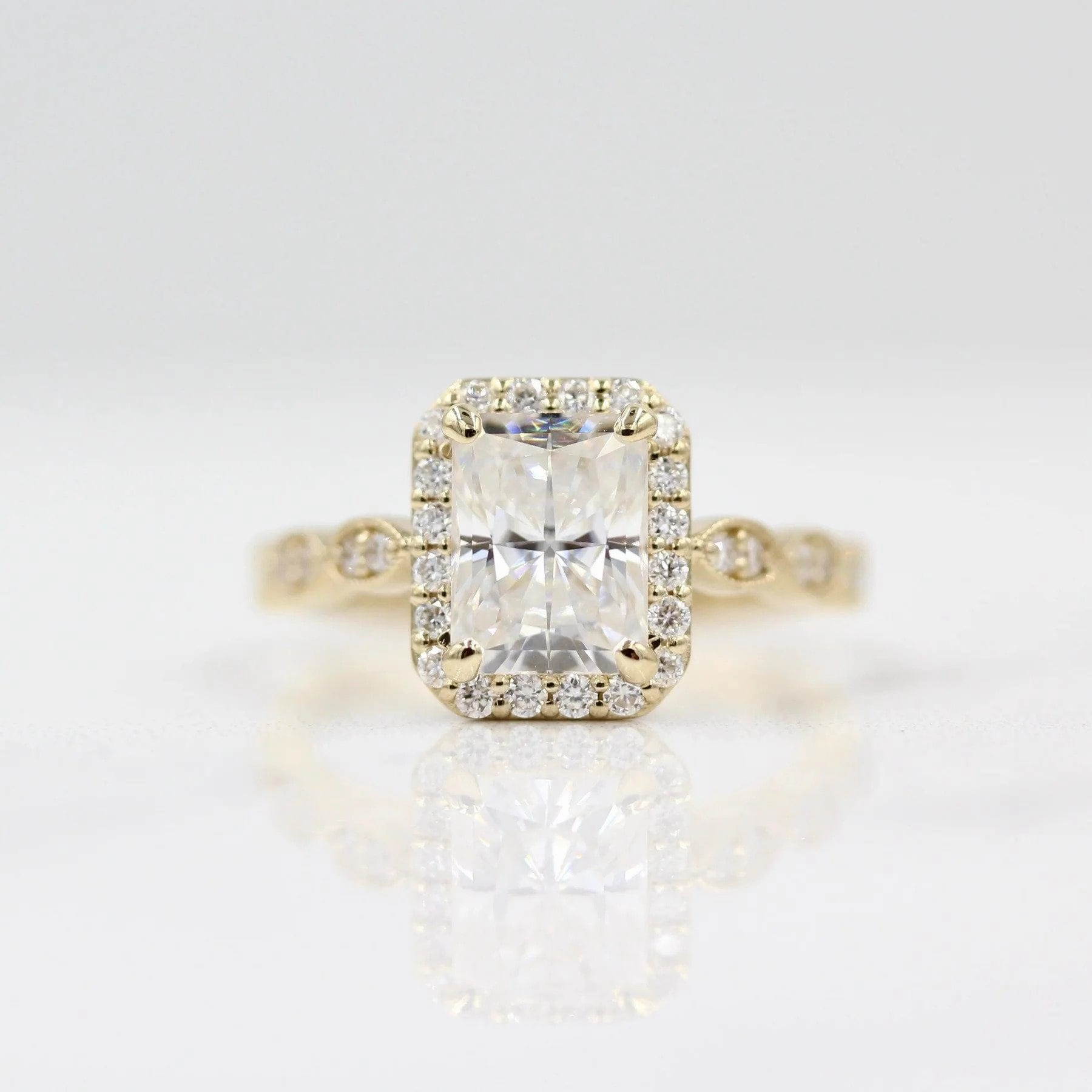 Radiant Cut Engagement Ring, 18K Gold ring Silver ring, Diamond Simulant ring Promise Ring, Stacking ring Solitaire Ring Gift for her halo