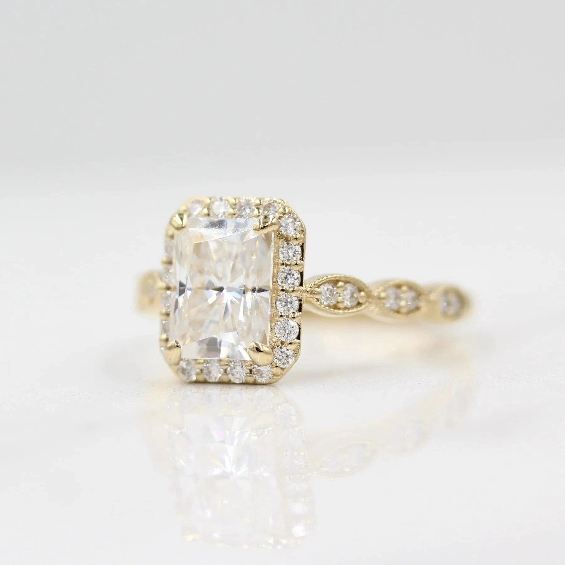 Radiant Cut Engagement Ring, 18K Gold ring Silver ring, Diamond Simulant ring Promise Ring, Stacking ring Solitaire Ring Gift for her halo