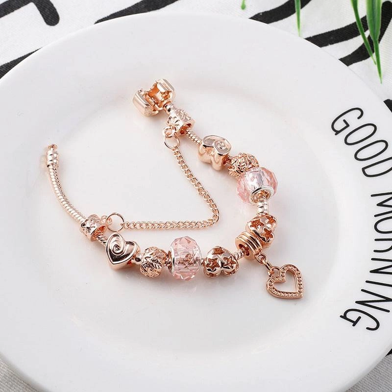 Radiant Rose Gold Charm Bracelet