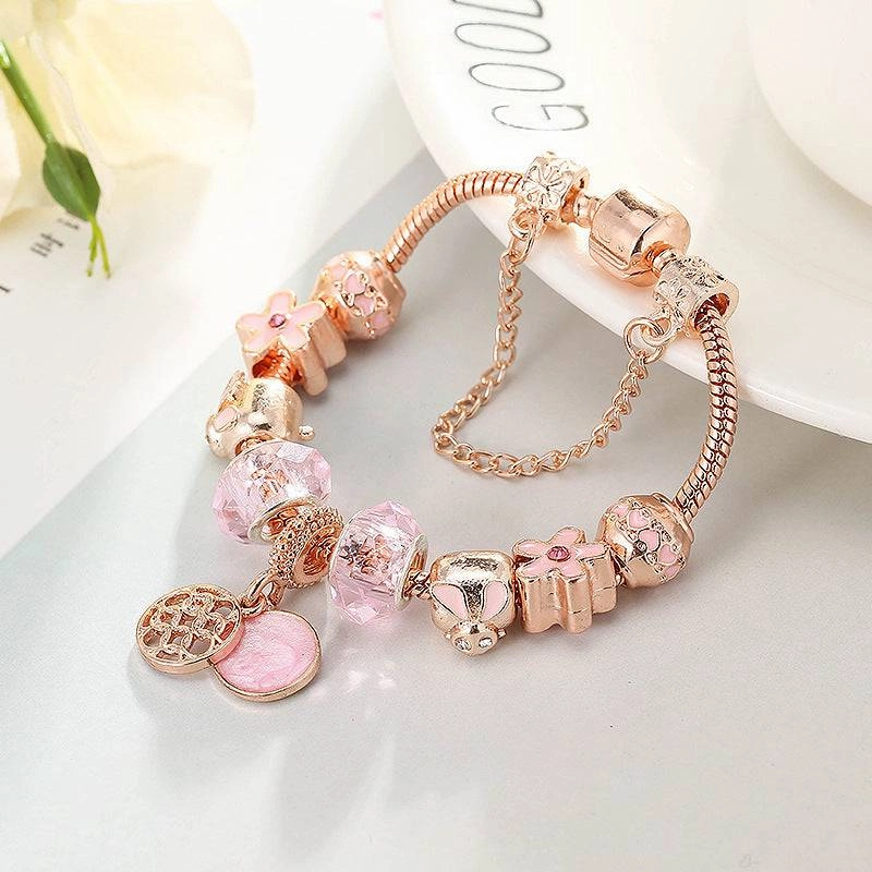 Radiant Rose Gold Charm Bracelet