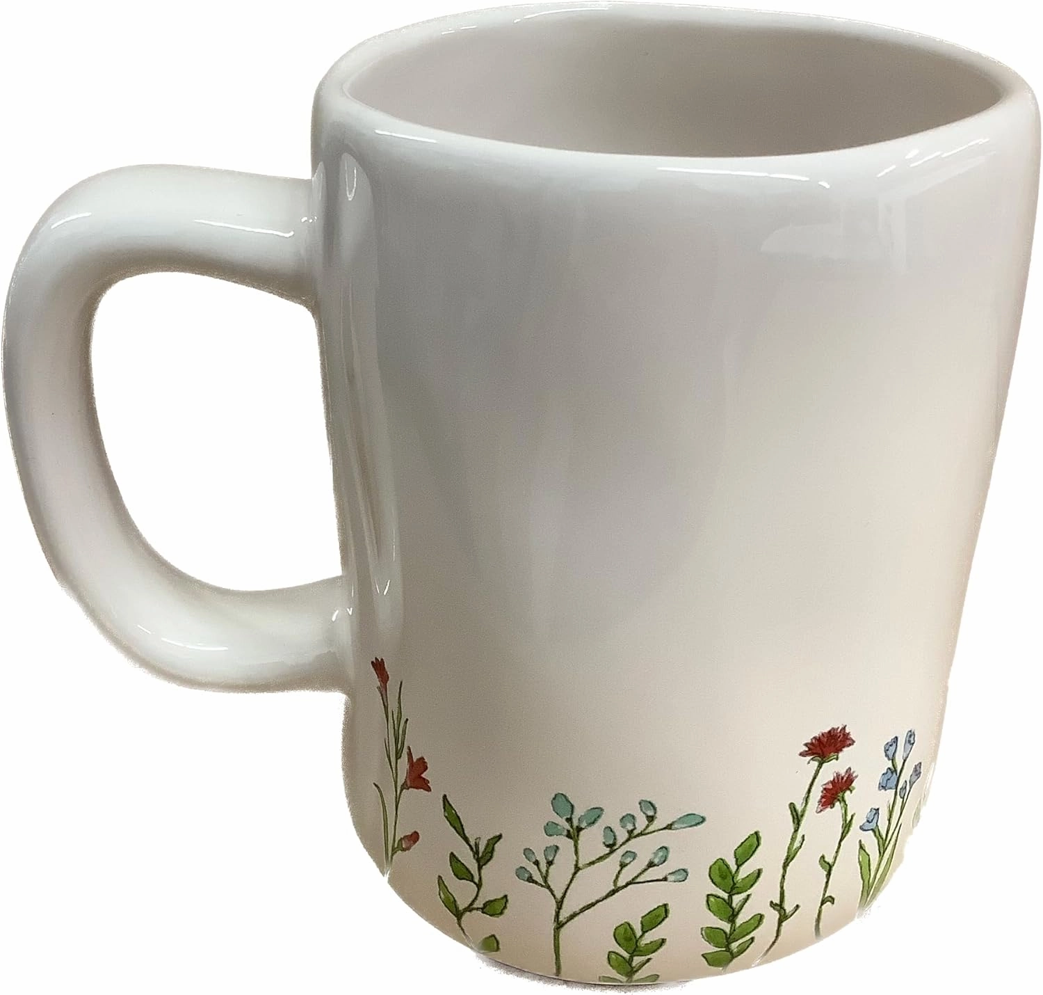 Rae Dunn Mother's Day MOM Coffee Mug, White Floral Base with Purple Butterfly Motif