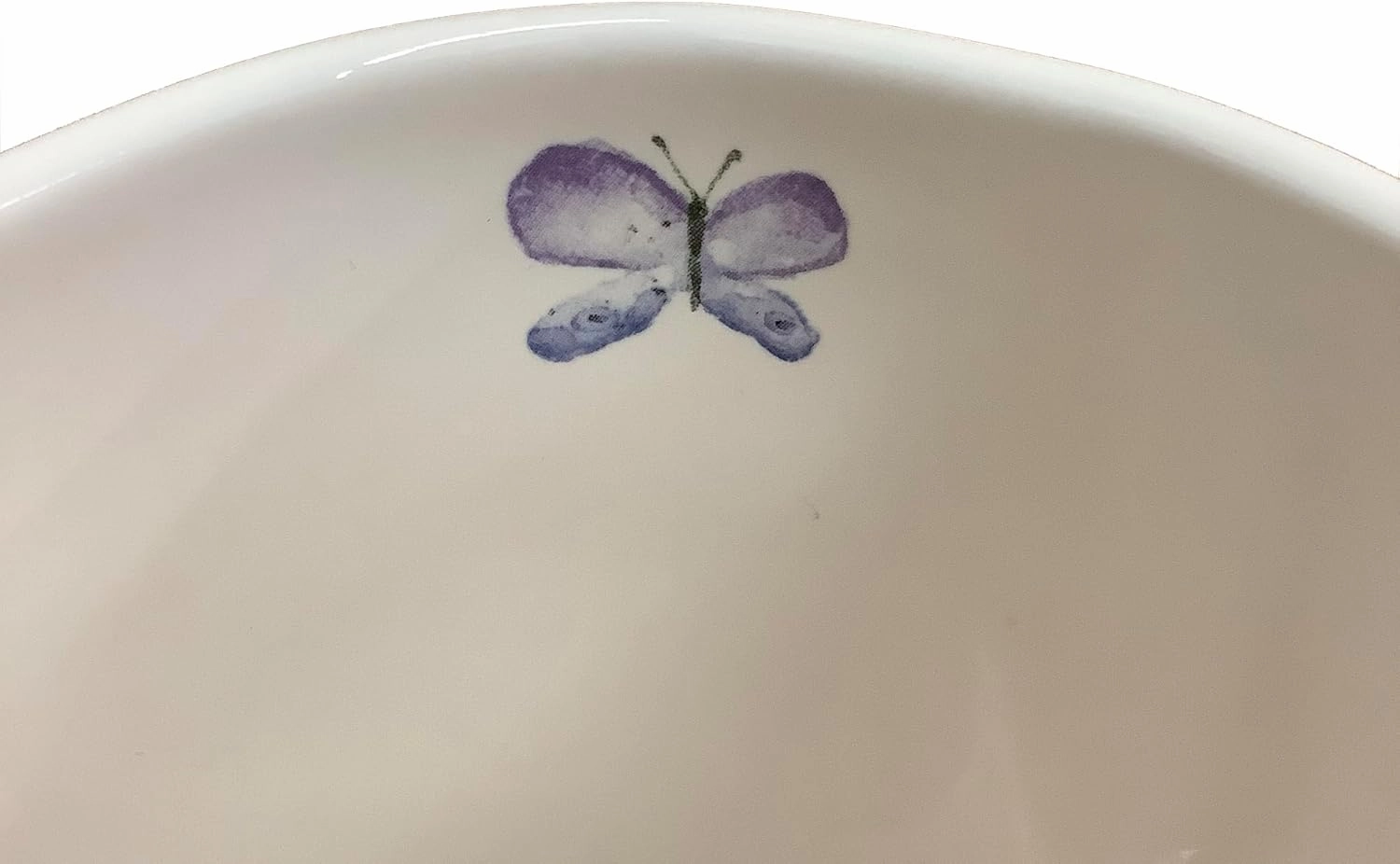 Rae Dunn Mother's Day MOM Coffee Mug, White Floral Base with Purple Butterfly Motif