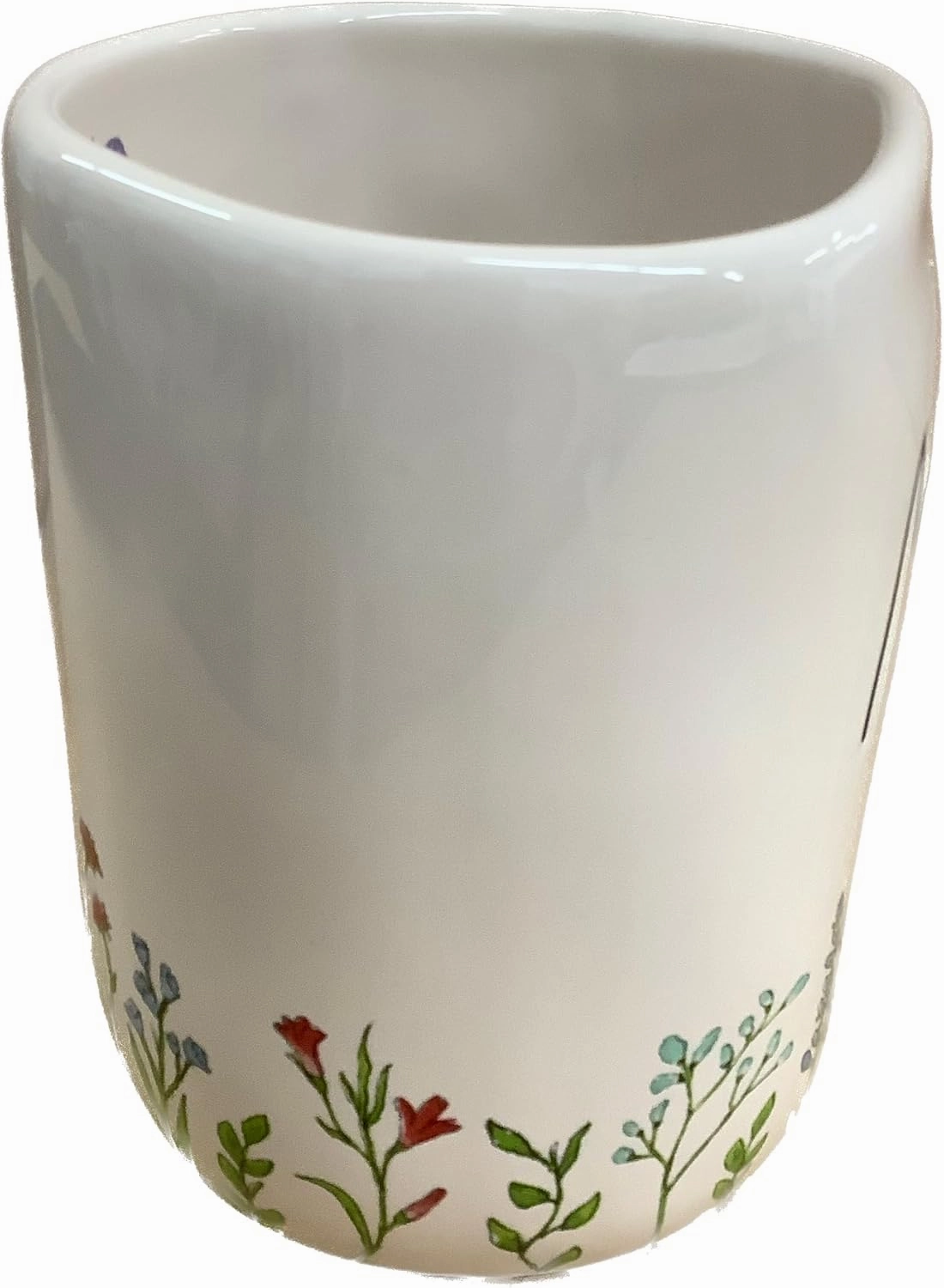 Rae Dunn Mother's Day MOM Coffee Mug, White Floral Base with Purple Butterfly Motif