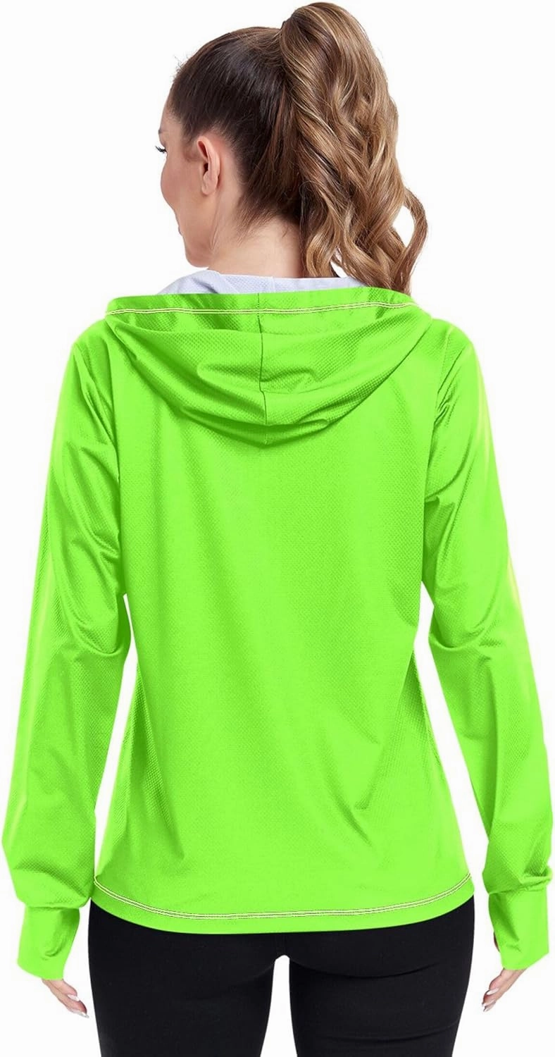 Rash Guards Jacket Women Sun Shirts UV Rashguard Long Sleeve Tops UPF 50  Bright Green S