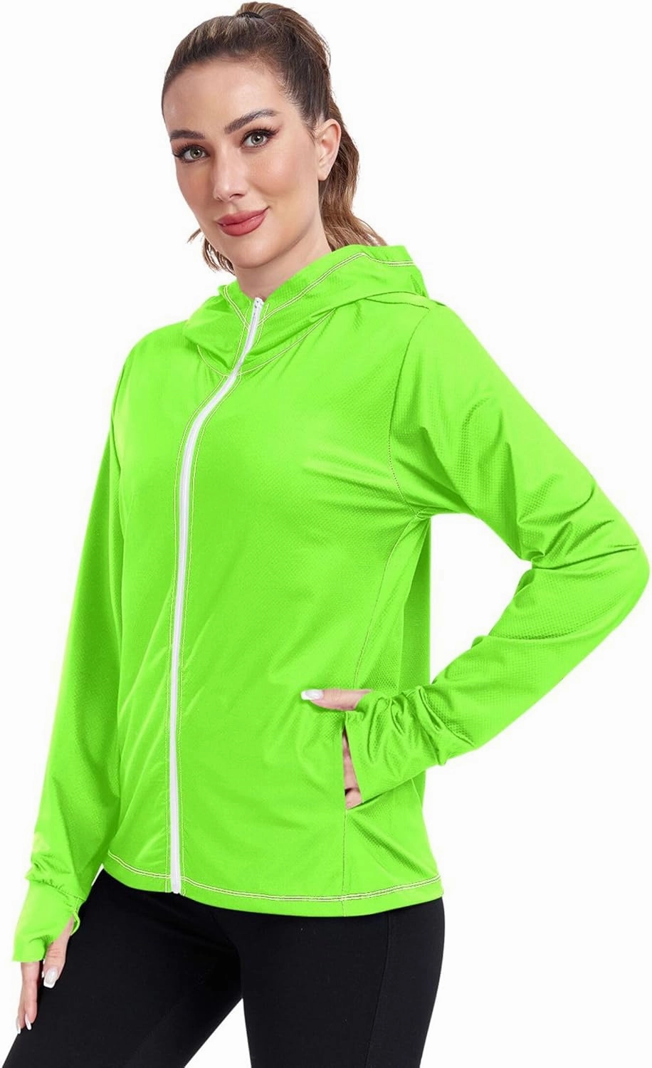 Rash Guards Jacket Women Sun Shirts UV Rashguard Long Sleeve Tops UPF 50  Bright Green S