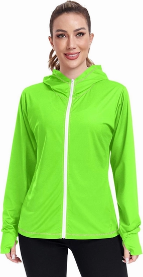 Rash Guards Jacket Women Sun Shirts UV Rashguard Long Sleeve Tops UPF 50  Bright Green S