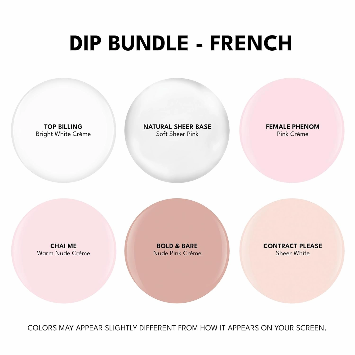 RC Red Carpet Manicure Color Dip Bundle French – Vibrant Set, 0.3 oz Each – Long-lasting, Easy to Use, No UV/LED Needed, Non-Irritating Formula, Salon Quality Nails at Home, 6pcs.