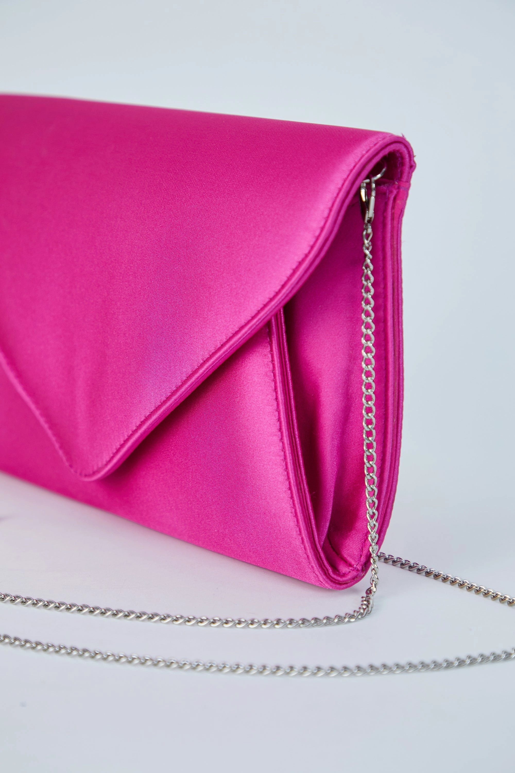 Recycled Satin Clutch Bag - Fuchsia Pink