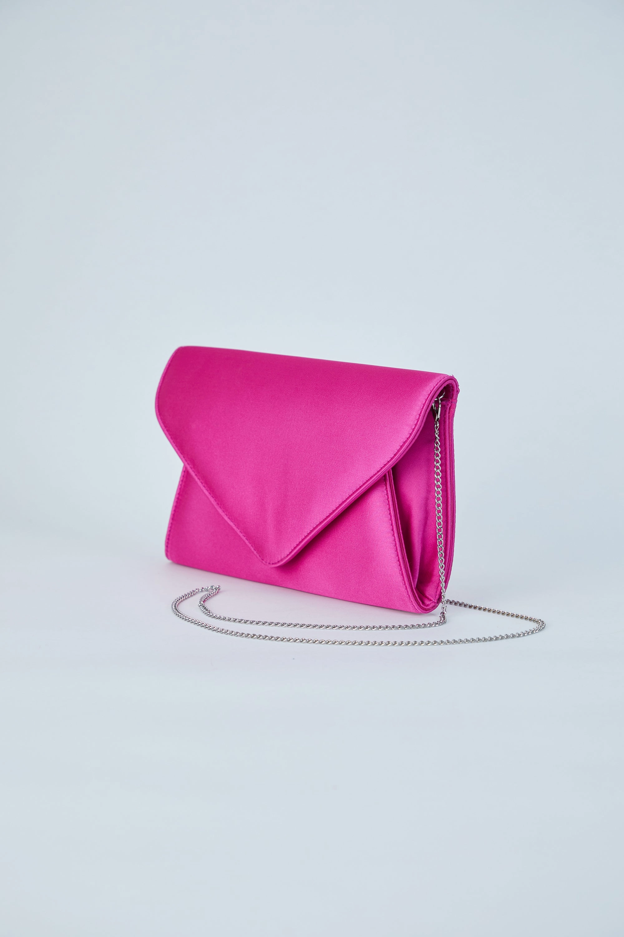 Recycled Satin Clutch Bag - Fuchsia Pink