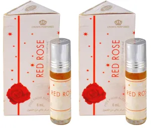 Red Rose Concentrated Perfume Oil Pack of 2 (6ml Each) | Alcohol-Free Attar Roll-On | Classic Deep Rose Fragrance for Men & Women