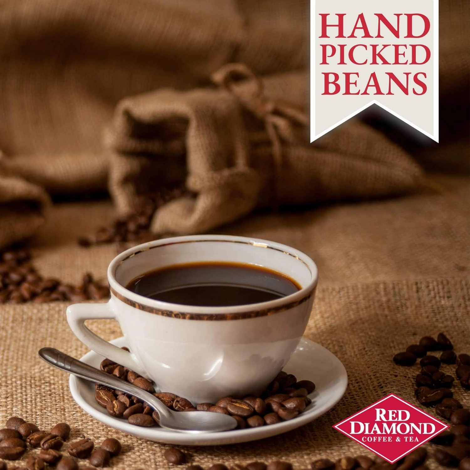 Red Diamond Ground Coffee, Dark European Roast, Premium Arabica Beans, Bold & Smooth Flavor, 32 Ounce Resealable Can