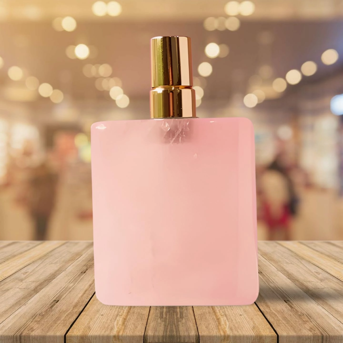 Refillable Perfume Bottle - Healing Crystal - Polished Natural Gemstone - Travel Size (Rose Quartz, Square)