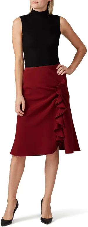 Rent The Runway Pre-Loved Red Ruffle Side Slit Skirt