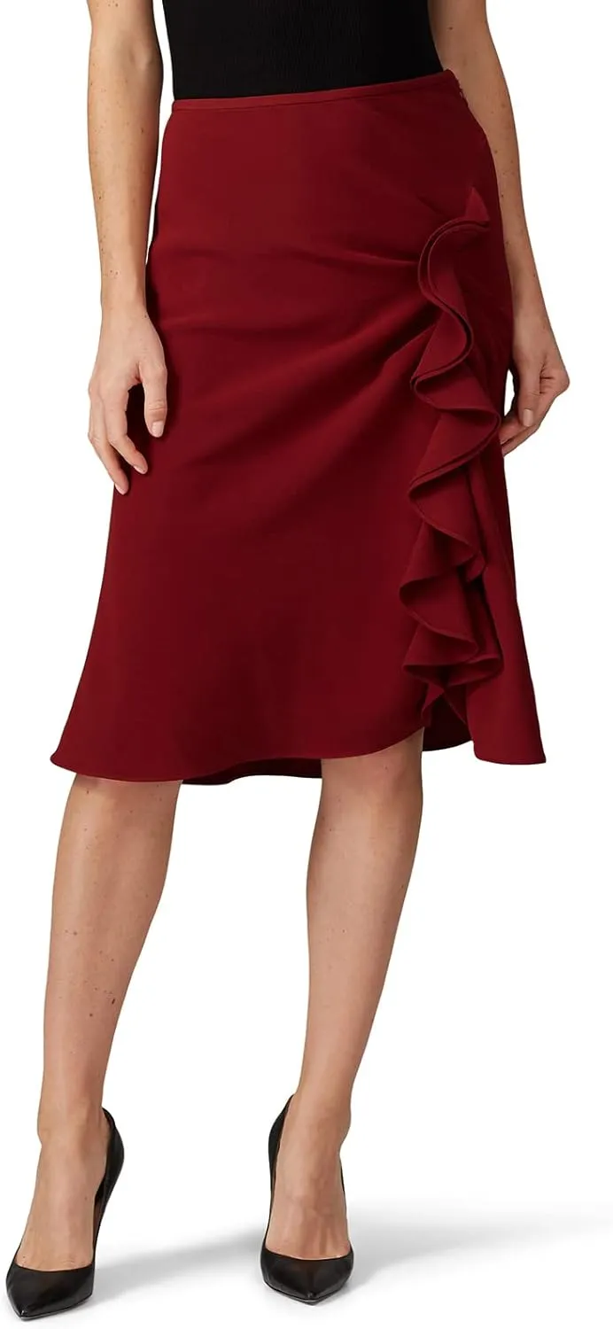 Rent The Runway Pre-Loved Red Ruffle Side Slit Skirt